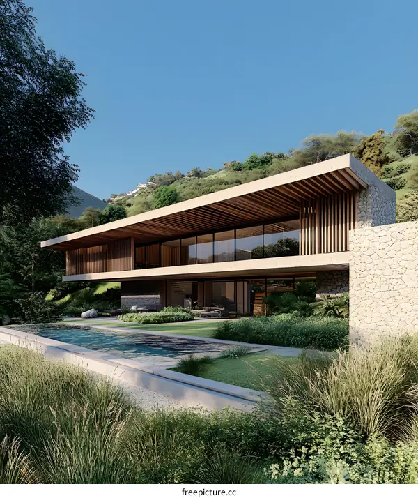 Modern Villa with Swimming Pool and Mountain Views