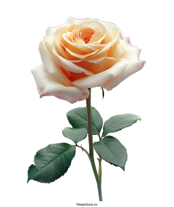 [Transparent Background PNG]Single Peach Rose on White