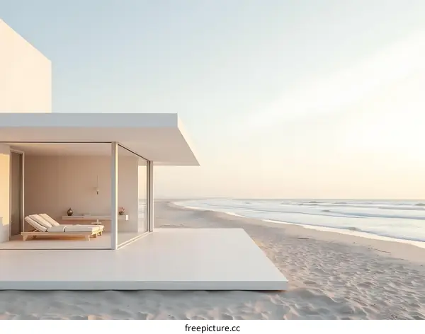 Minimalist White Beach House with Ocean View