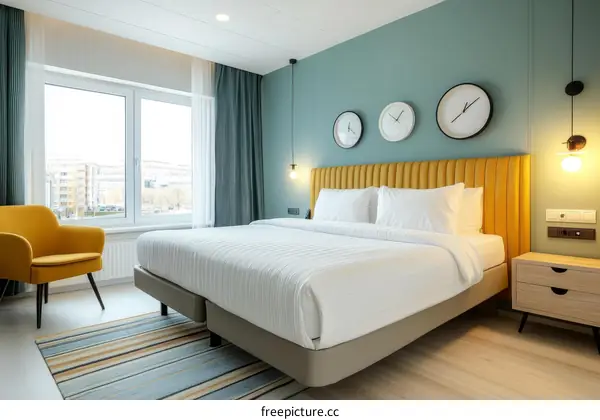 Modern Hotel Bedroom Interior Design with Natural Light