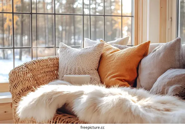 Cozy Winter Day by the Window Sofa Decor