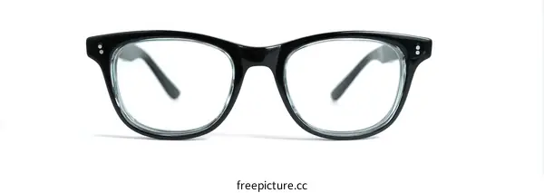 Black rectangular frame eyeglasses with transparent lens