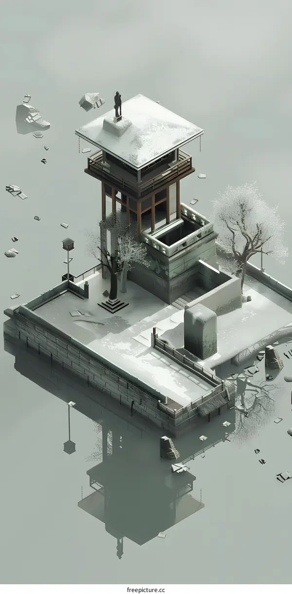 Wintery Pagoda in the Mist