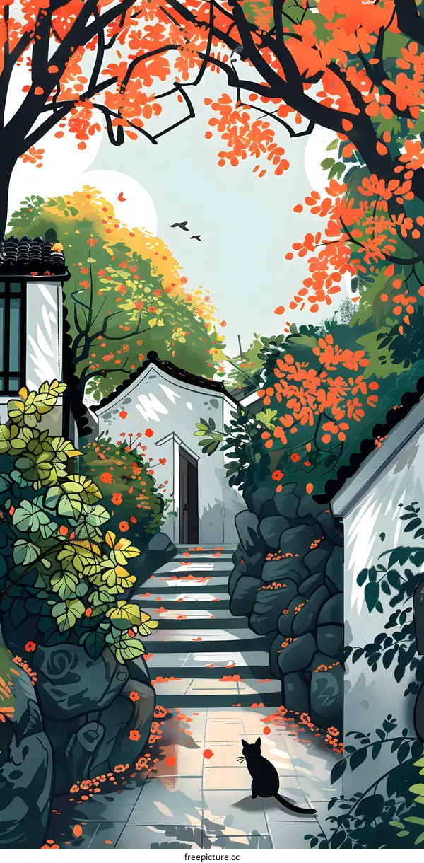 Peaceful Autumn Courtyard
