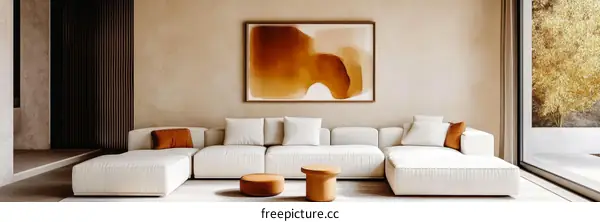 Modern Beige Living Room Interior Design