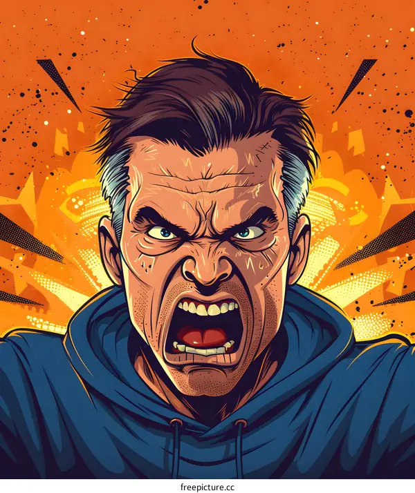 Portrait of a man with an angry expression on his face