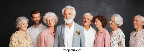 Multigenerational Family Portrait on Dark Background
