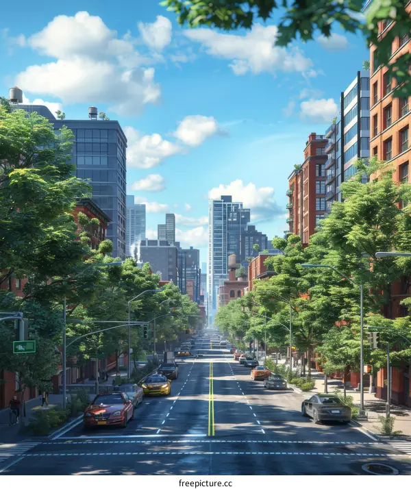 Urban Street Scene with Cars and Buildings