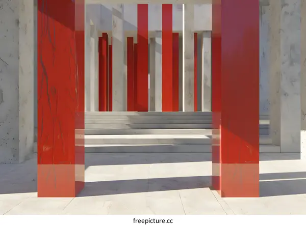 Abstract Red and White Minimalist Architecture Design