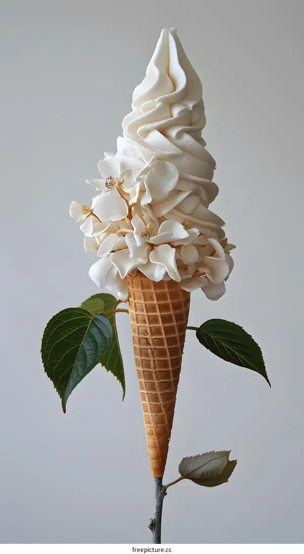 A flower-shaped ice cream against a white background