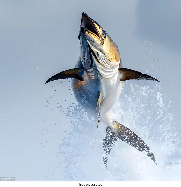 A tuna fish jumping out of the water