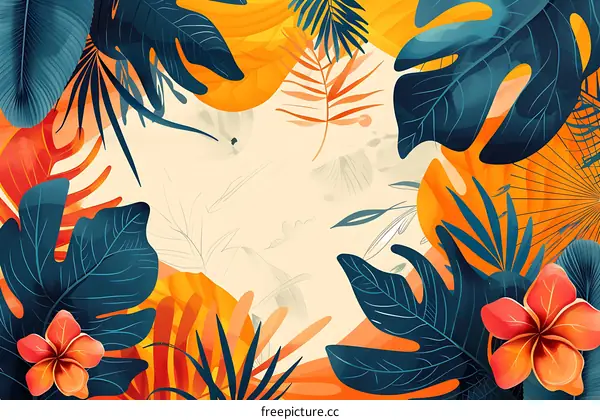 Tropical rainforest plants illustration