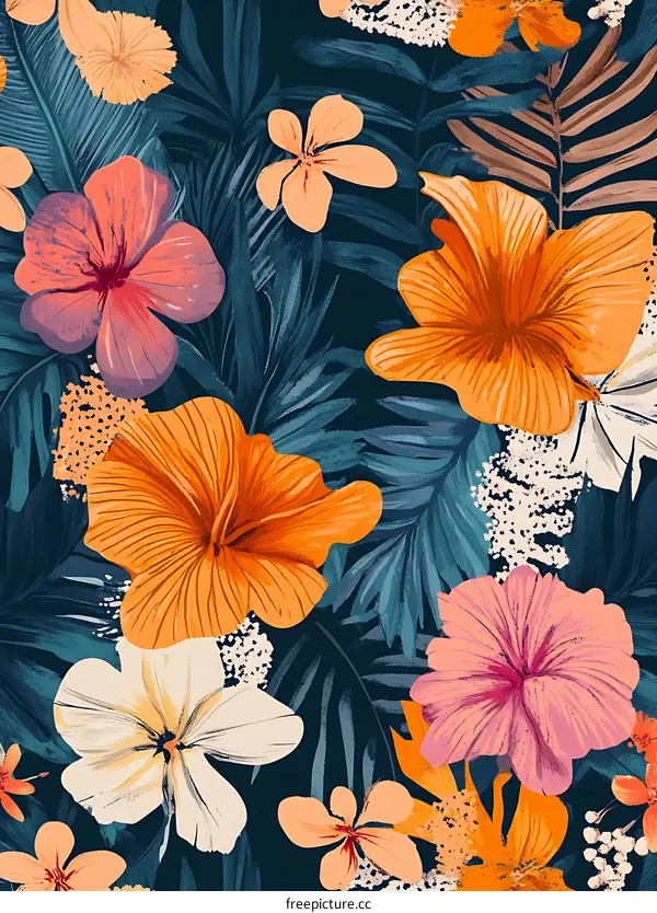Tropical Floral Pattern Seamless Background
