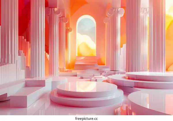 Abstract Architectural Interior Design with Colorful Lighting