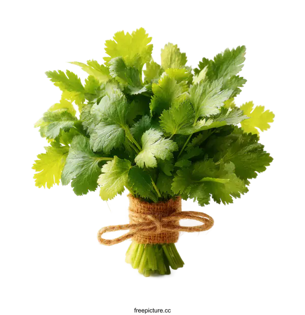 [Transparent Background PNG]Fresh Coriander Bunch Isolated on White Background