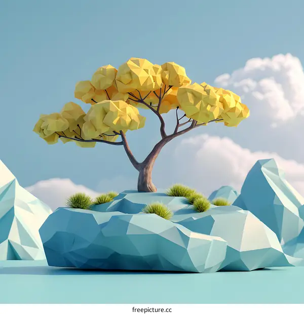 Low Poly Tree 3D Illustration