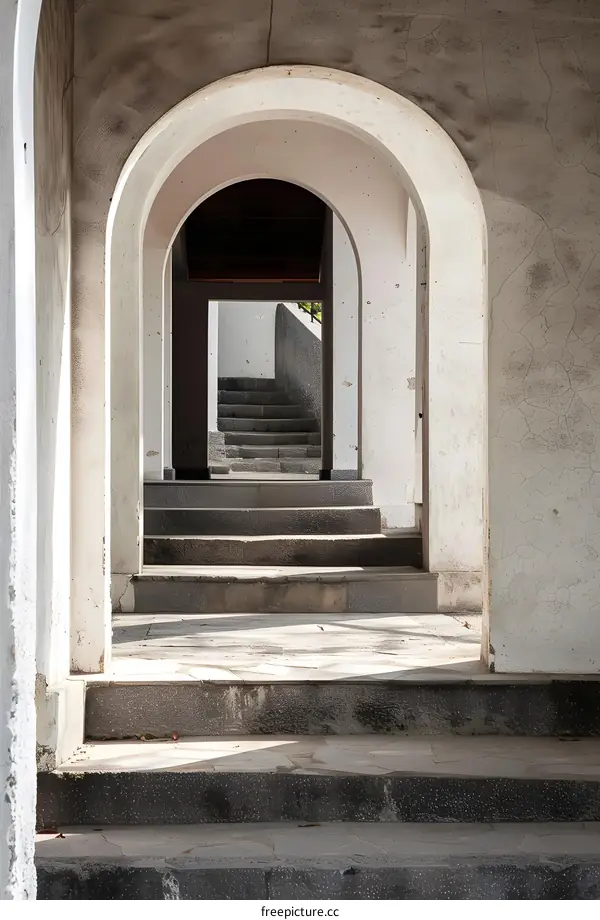 Stone Steps Leading to an Archway