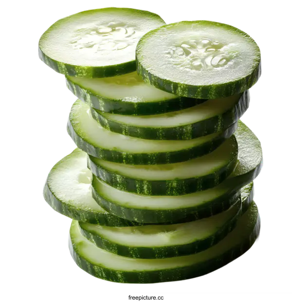 [Transparent Background PNG]Stacked Cucumber Slices Close-Up