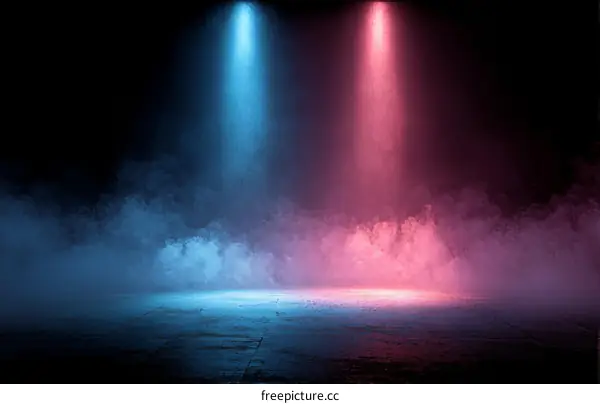 Neon Light Stage Background with Blue and Pink Light