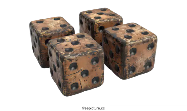 [Transparent Background PNG]Grunge Dice Set Isolated