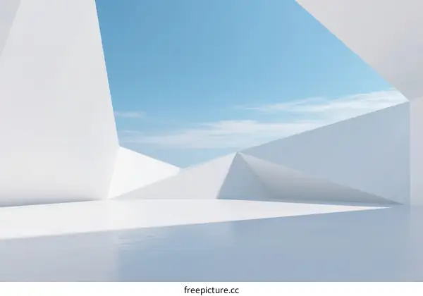 Abstract Geometric Shapes with Clear Blue Sky in Modern Architecture
