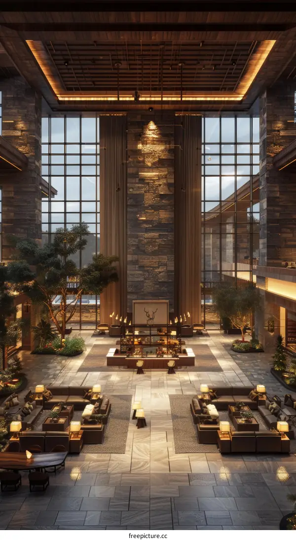 Modern Grand Lobby Interior Design Illustration