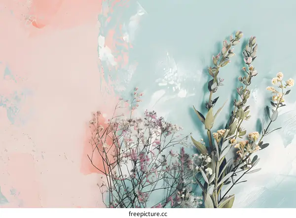 Floral Background on Pink and Blue Wall