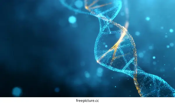 3D DNA Structure Illustration in Blue and Gold
