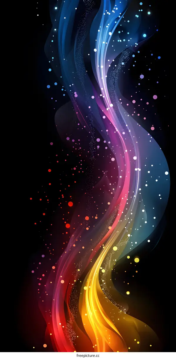 Colorful Wavy Light Trails with Dots