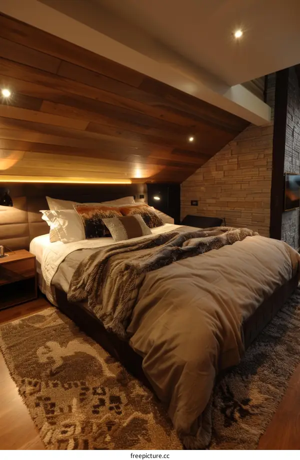 Cozy Minimalist Bedroom with Wooden Accents