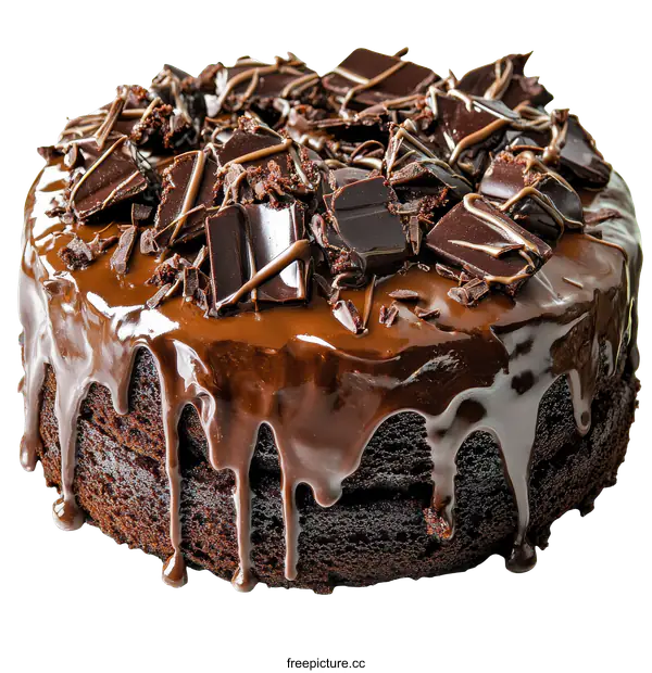 [Transparent Background PNG]Delicious Chocolate Cake with Drizzled Chocolate Glaze