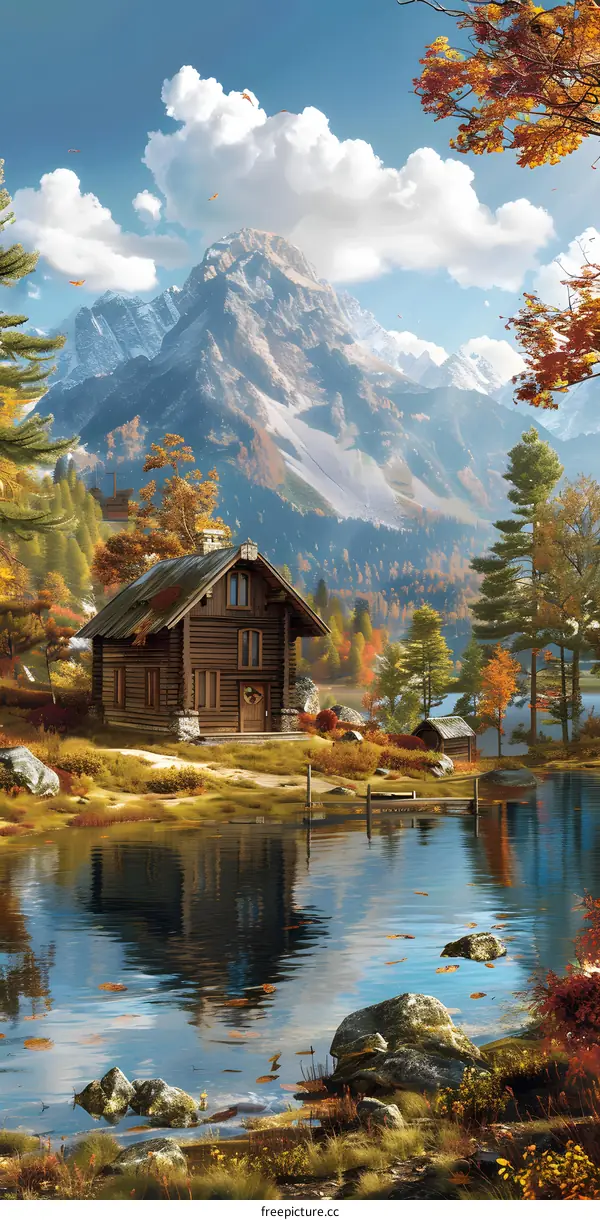 Autumn Lake House Serenity
