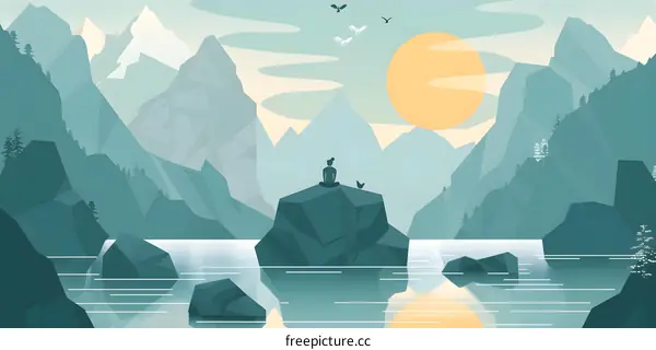 Peaceful Meditation in Mountains Landscape