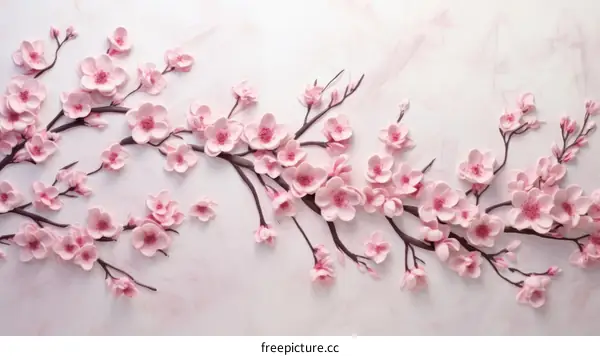 A branch of pink cherry blossoms, delicate and elegant