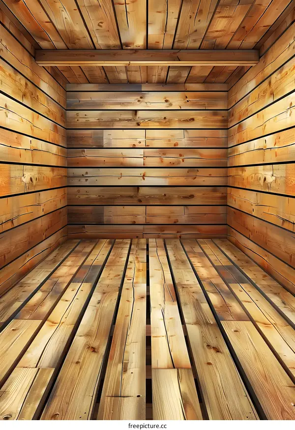 Wooden Room Interior Design with Wooden Planks