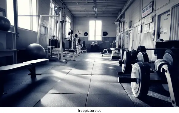 Empty Gym Interior with Fitness Equipment