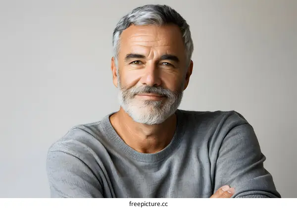 Portrait of a Middle Aged Man with Gray Hair and Beard