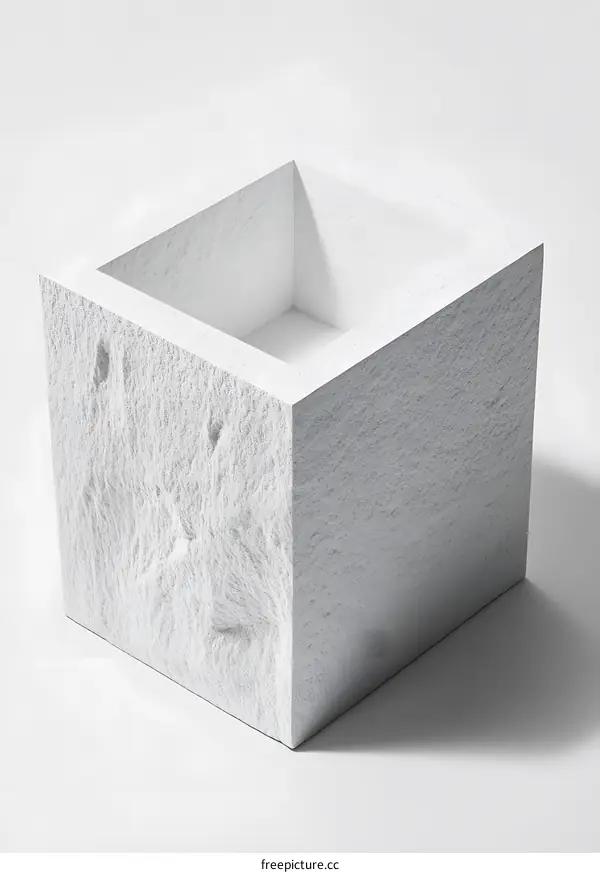 White Stone Cube Object Minimalist Photography