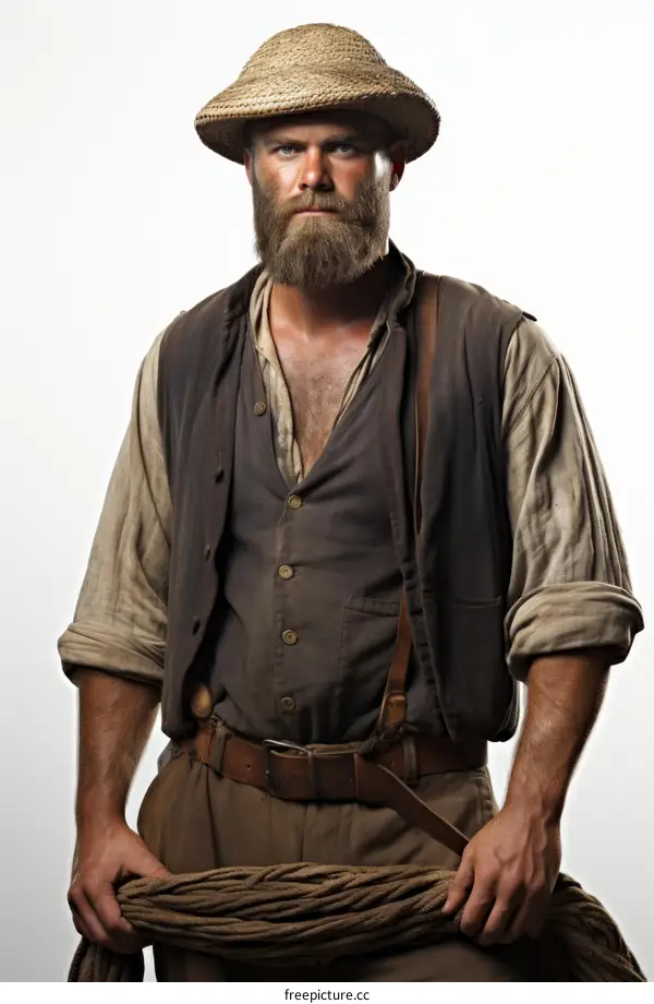 portrait of a male gold prospector from the 1800s