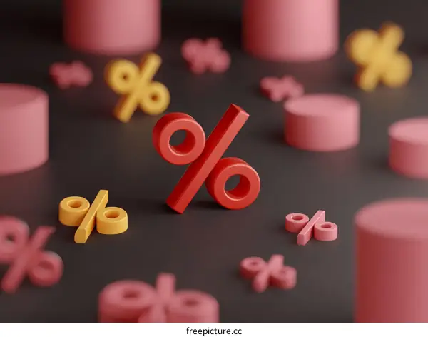 Percentage Symbols on Geometric Shapes Illustration