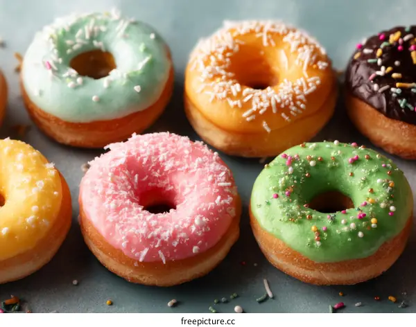 Colorful Donuts with Various Toppings