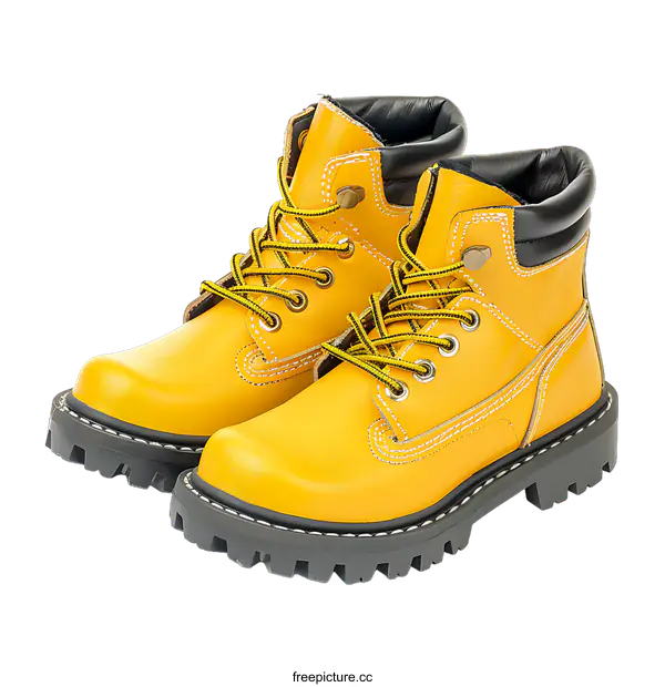 [Transparent Background PNG]Pair of Yellow Work Boots