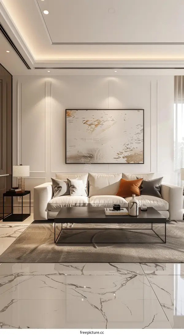 Modern Minimalist Living Room Design in Neutral Tones