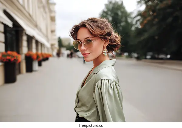 Stylish Woman in a City Street Fashion Portrait