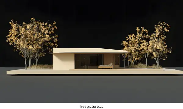 Minimalist Modern House Design with Trees and Glass Walls