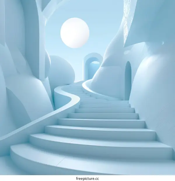 Surreal Blue Staircase in a Liminal Dream