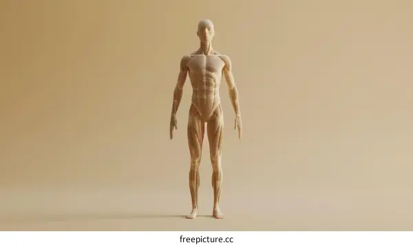 3D illustration of a human muscular system