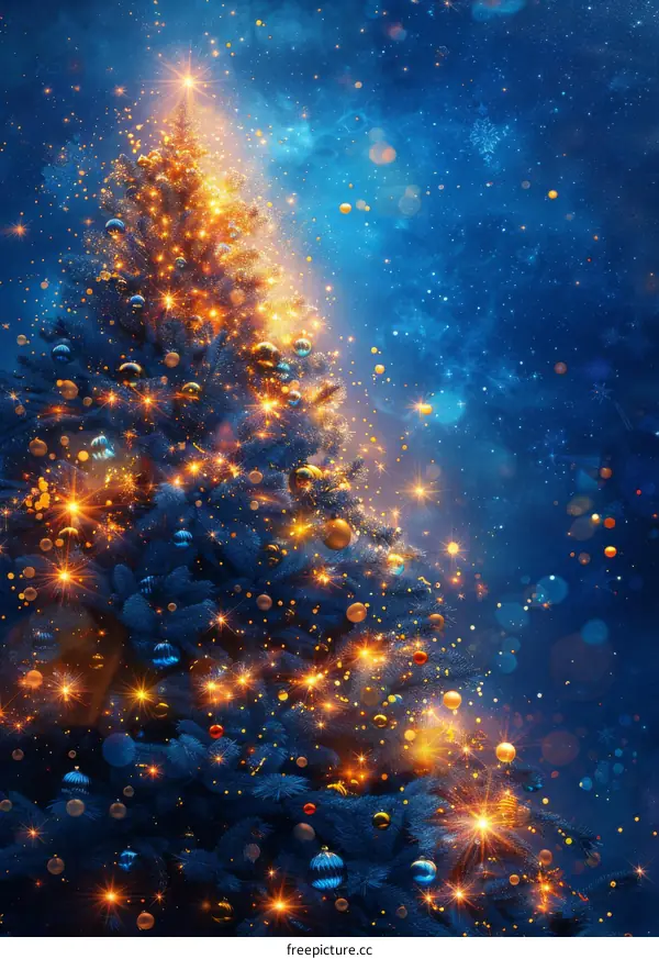 Enthralling Blue Christmas Pine with Gilded Lights