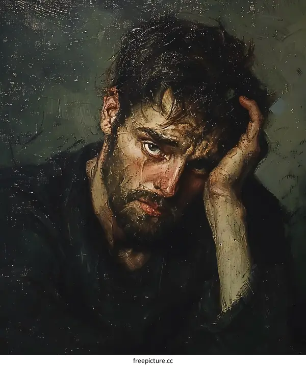 Portrait of a man with a beard and long hair