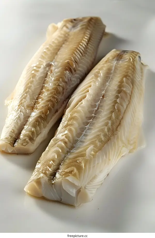 Two pieces of raw cod loin